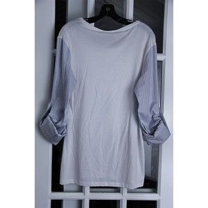 NWT ALEXANDER McQUEEN White Blue Stripe Rolled French Cuffs Shirt L